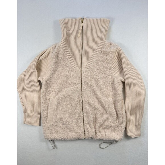 Varley Ardley Sherpa Jacket Sand Shell Beige Size Medium - Picture 1 of 6